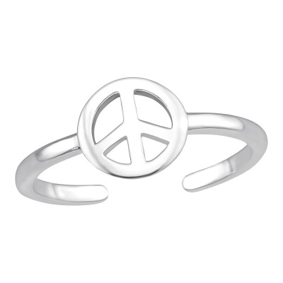 Silver Peace Adjustable Toe Ring