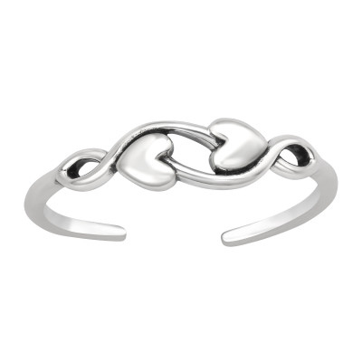 Silver Hearts Adjustable Toe Ring