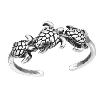 Silver Turtle Adjustable Toe Ring