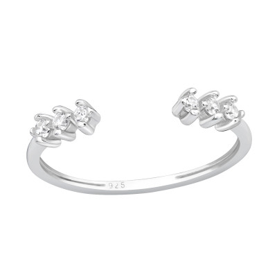 Sparkling Sterling Silver Adjustable Toe Ring with Cubic Zirconia