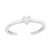 Heart Sterling Silver Adjustable Toe Ring with Cubic Zirconia