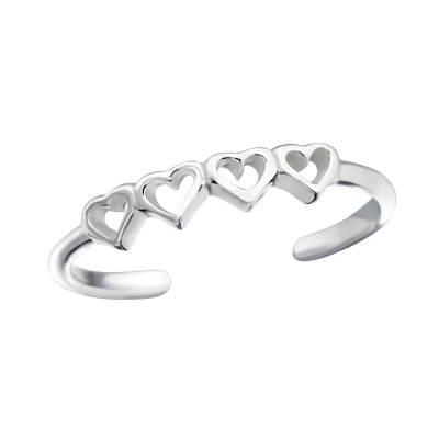 Silver Hearts Adjustable Toe Ring