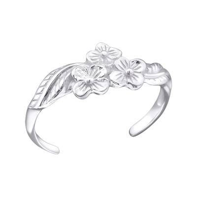 Silver Flowers Adjustable Toe Ring
