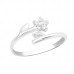 Silver Flower Adjustable Toe Ring with Cubic Zirconia