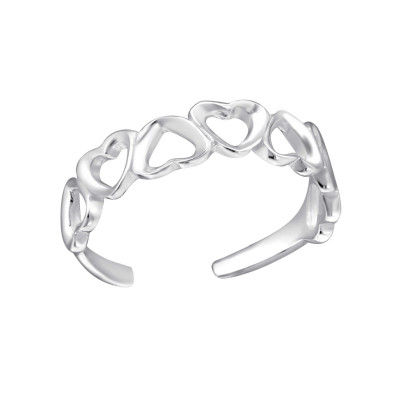 Silver Hearts Adjustable Toe Ring