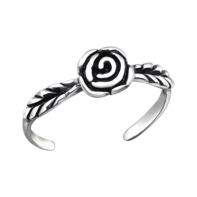 Silver Rose Adjustable Toe Ring