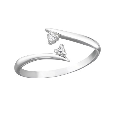 Silver Converge Adjustable Toe Ring with Cubic Zirconia