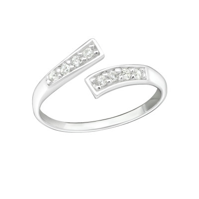 Silver Line Adjustable Toe Ring with Cubic Zirconia