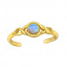 Silver Patterned Adjustable Toe Ring with Synthetic Opal