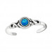 Silver Patterned Adjustable Toe Ring with Synthetic Opal