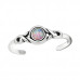 Silver Patterned Adjustable Toe Ring with Synthetic Opal