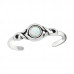 Silver Patterned Adjustable Toe Ring with Synthetic Opal