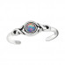 Silver Patterned Adjustable Toe Ring with Synthetic Opal