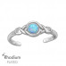 Silver Patterned Adjustable Toe Ring with Synthetic Opal