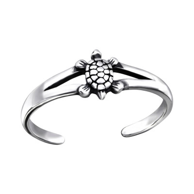 Silver Turtle Adjustable Toe Ring