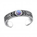 Silver Round Adjustable Toe Ring with synthetic Opal