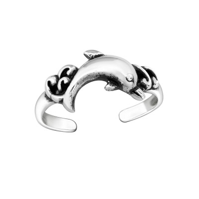 Silver Dolphin Adjustable Toe Ring