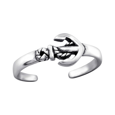 Silver Anchor Adjustable Toe Ring