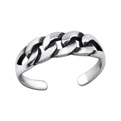 Silver Patterned Adjustable Toe Ring