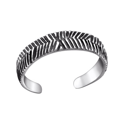 Silver Patterned Adjustable Toe Ring