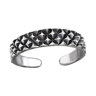 Silver Patterned Adjustable Toe Ring