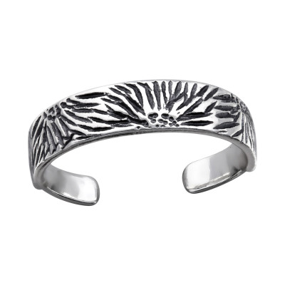 Silver Patterned Adjustable Toe Ring