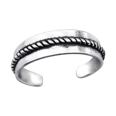 Patterned Sterling Silver Adjustable Toe Ring