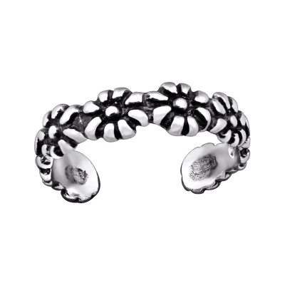 Silver Flower Adjustable Toe Ring