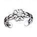 Silver Flower Adjustable Toe Ring with Crystal