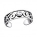 Silver Patterned Adjustable Toe Ring with Crystal