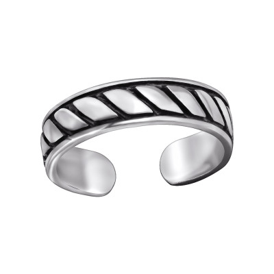 Patterned Sterling Silver Adjustable Toe Ring