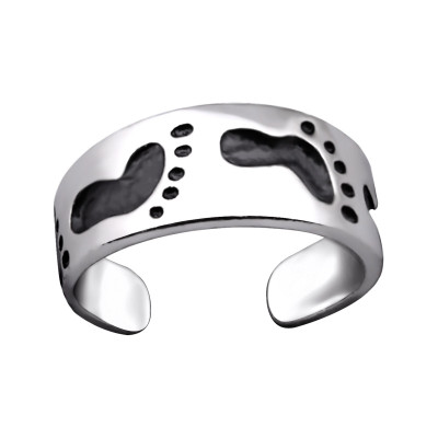 Silver Foot Print Adjustable Toe Ring