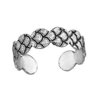 Patterned Sterling Silver Adjustable Toe Ring