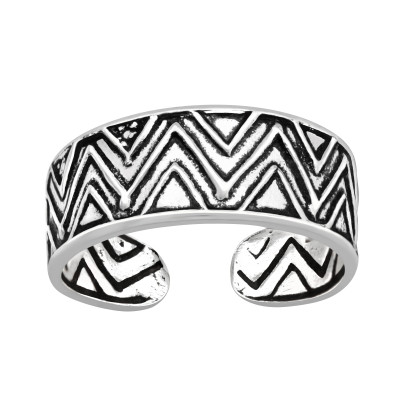 Silver Zigzag Patterns Adjustable Toe Ring