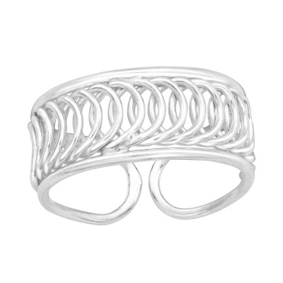 Silver Patterned Adjustable Toe Ring