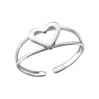 Silver Heart Adjustable Toe Ring