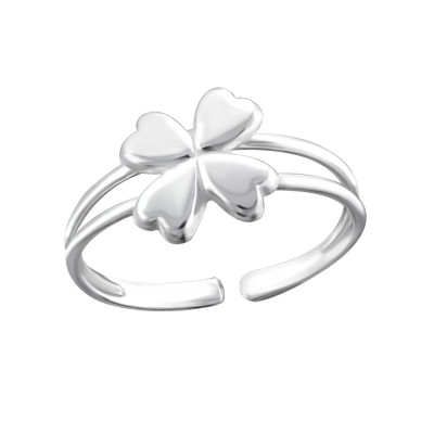 Silver 3D Flower Adjustable Toe Ring