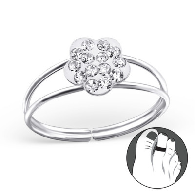 Flower Sterling Silver Adjustable Toe Ring