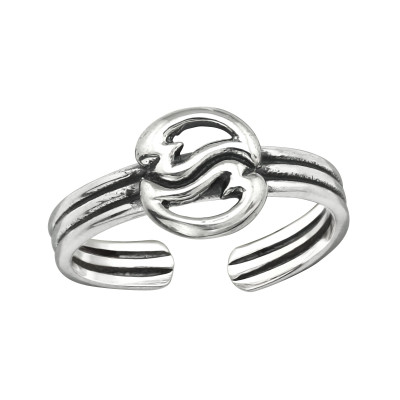 Silver Curved Heart Adjustable Toe Ring