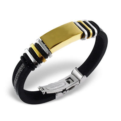 Golden Plait Stainless Steel Bracelet for Men