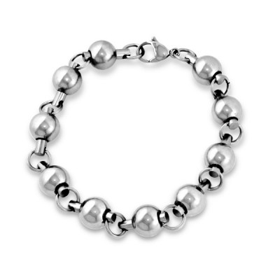 High Polish Surgical Steel Beaded Bracelet for Men