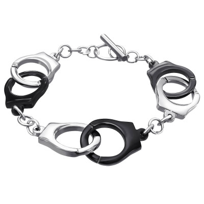 Black and High Polish Surgical Steel Cuffs Bracelet for Men