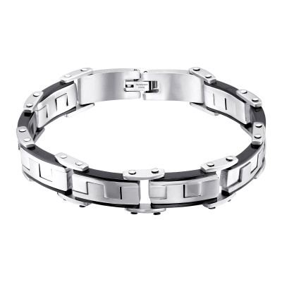 Black and High Polish Surgical Steel Handcuff Bracelet for Men