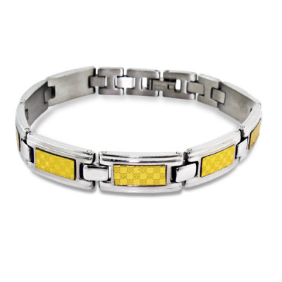 Gold and High Polish Surgical Steel Tagged Bracelet for Men