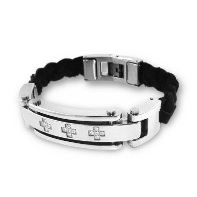 Triple Cross Stainless Steel Bracelet for Men