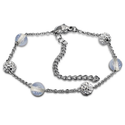 High Polish Surgical Steel Beaded Bracelet for Women