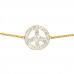 Gold Surgical Steel Peace Sign Bracelet for Women with Crystal