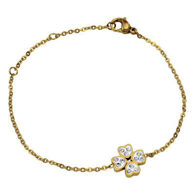 Gold Surgical Steel Flower Bracelet for Women