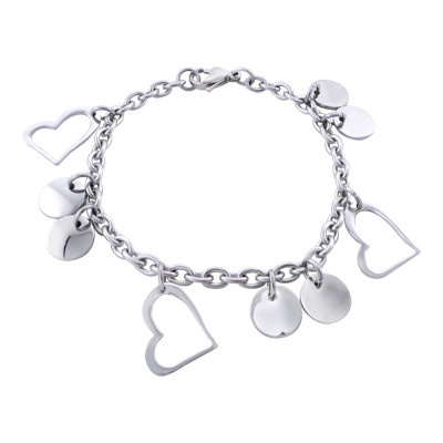 High Polish Surgical Steel Heart Bracelet for Women