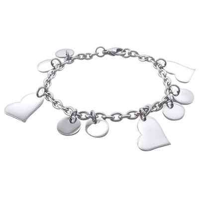 High Polish Surgical Steel Heart Bracelet for Women